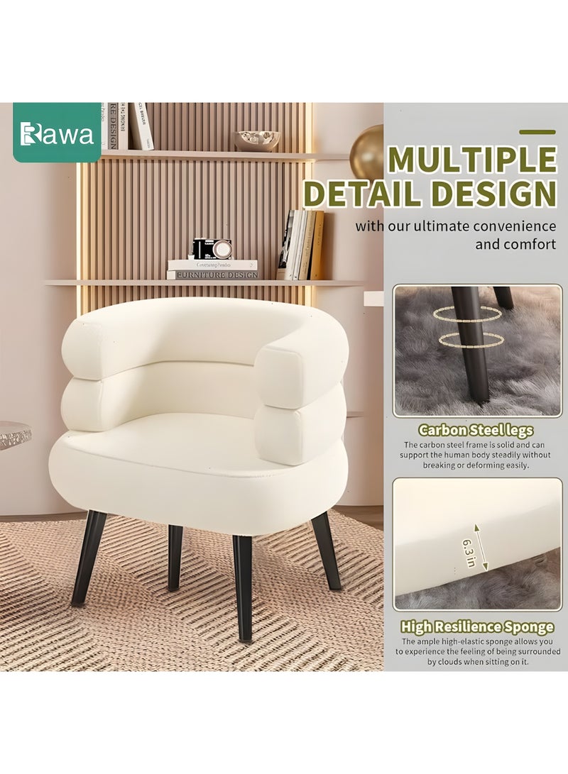 روعة كرسي بوكل عصري بأرجل على الطراز الاسكندنافي  كرسي تزيين، كرسي تزيين غرفة نوم، أبيض - Image 5